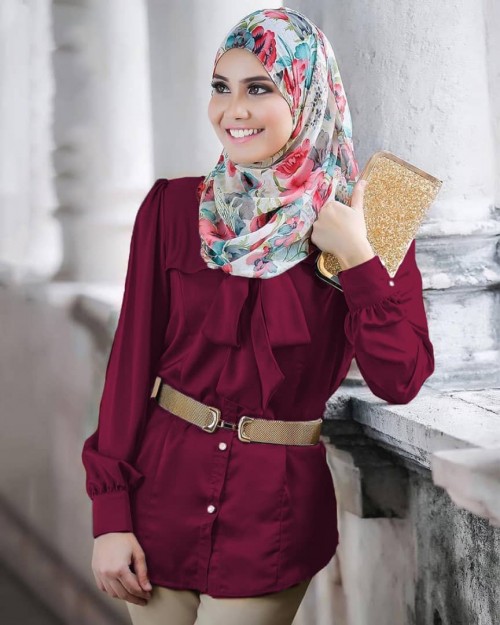 Adelia Blouse 21.0-Maroon