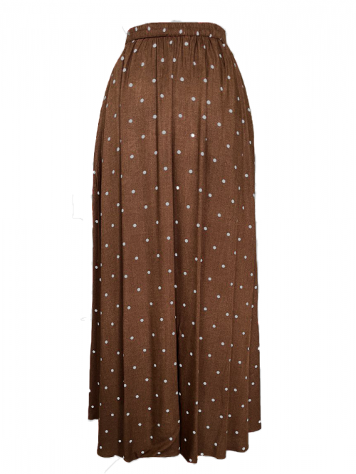 Lola Button Skirt-Walnut Brown