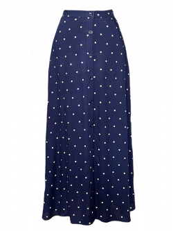 Lola Button Skirt-Navy Blue