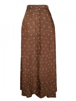 Lola Button Skirt-Walnut Brown