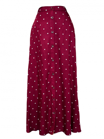 Lola Button Skirt-Vintage Maroon