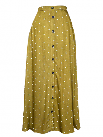 Lola Button Skirt-Oregano Olive