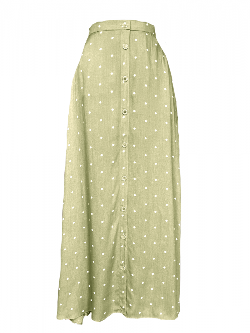 Lola Button Skirt-Sage Green