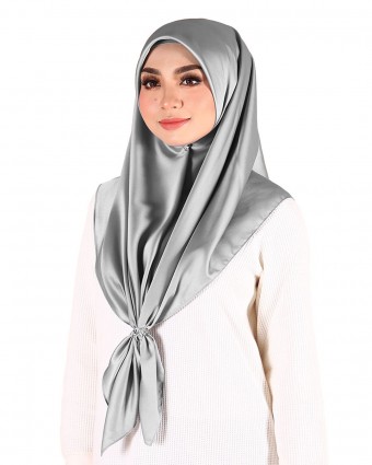 Hana Plain Square Scarf-DARK GREY