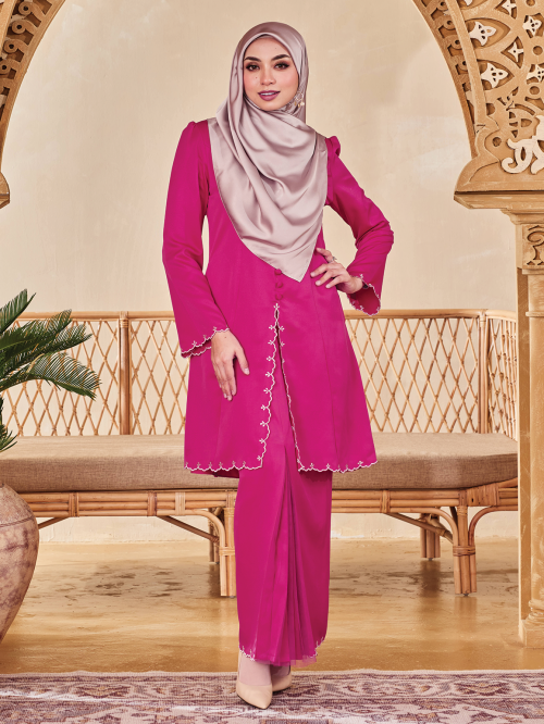 (Minor  Defect) Mahsuri Kebaya Emboidery 2.0-HOT FUSCHIA PINK