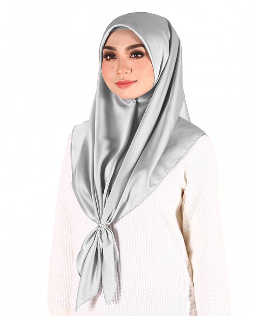 Hana Plain Square Scarf-LIGHT GREY