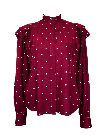 Lola Ruffle Blouse-Vintage Maroon