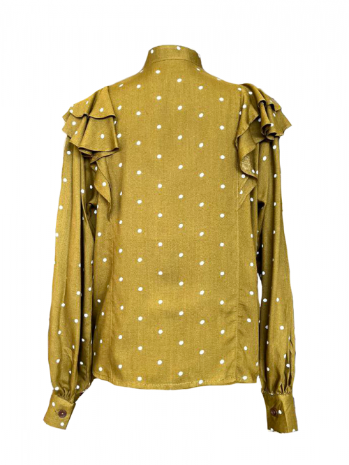 Lola Ruffle Blouse-Oregano Olive