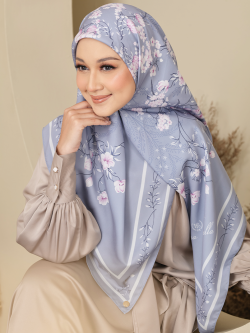 Blossom Square Scarf-Blue